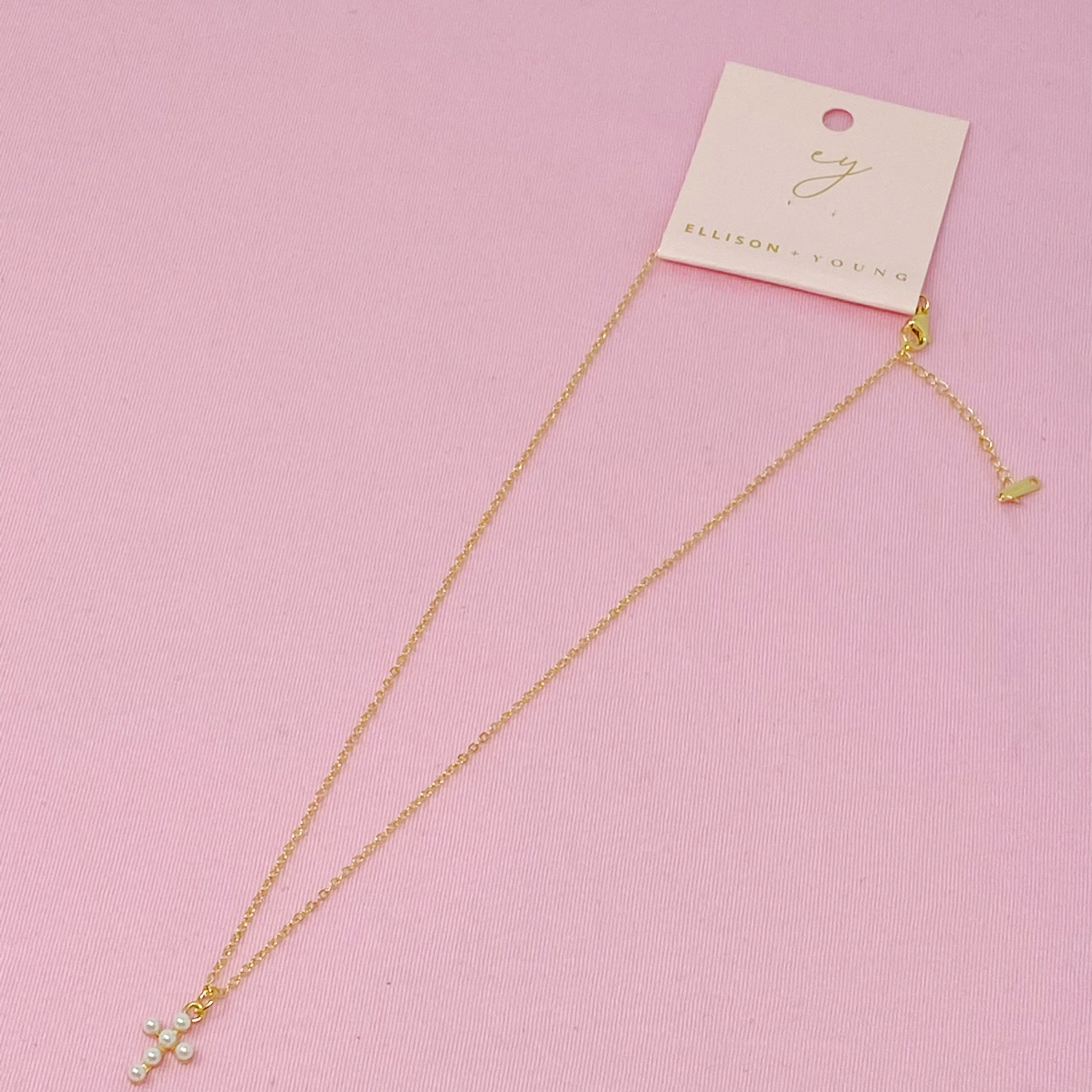 Shell Pearl Cross Necklace