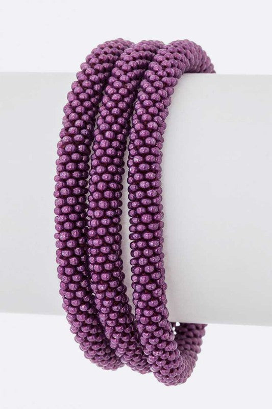 Matte Purple Nepal Roll On Bracelet Set