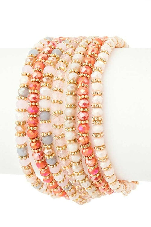 Mix Beads 7 Layered Stretch Bracelet Set