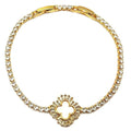 Baguette Clover Rhinestone Bold Tennis Bracelet