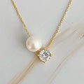 Single Pearl And Diamond Necklace