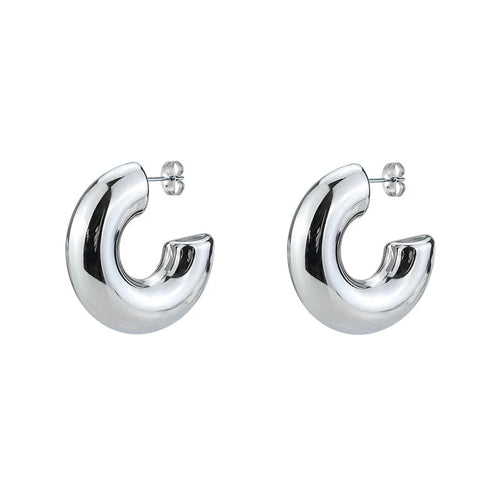 1 Pair Smooth Circle C Shape Clip Earrings For Women Lightweight