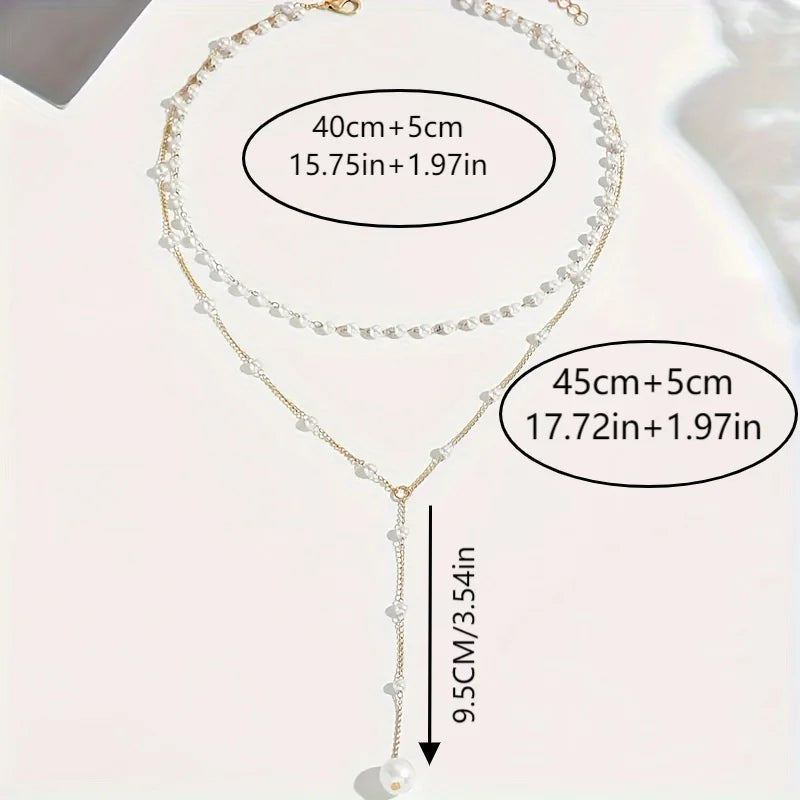 Imitation Pearl Necklace Fashion Long Tassel Pendant Chain