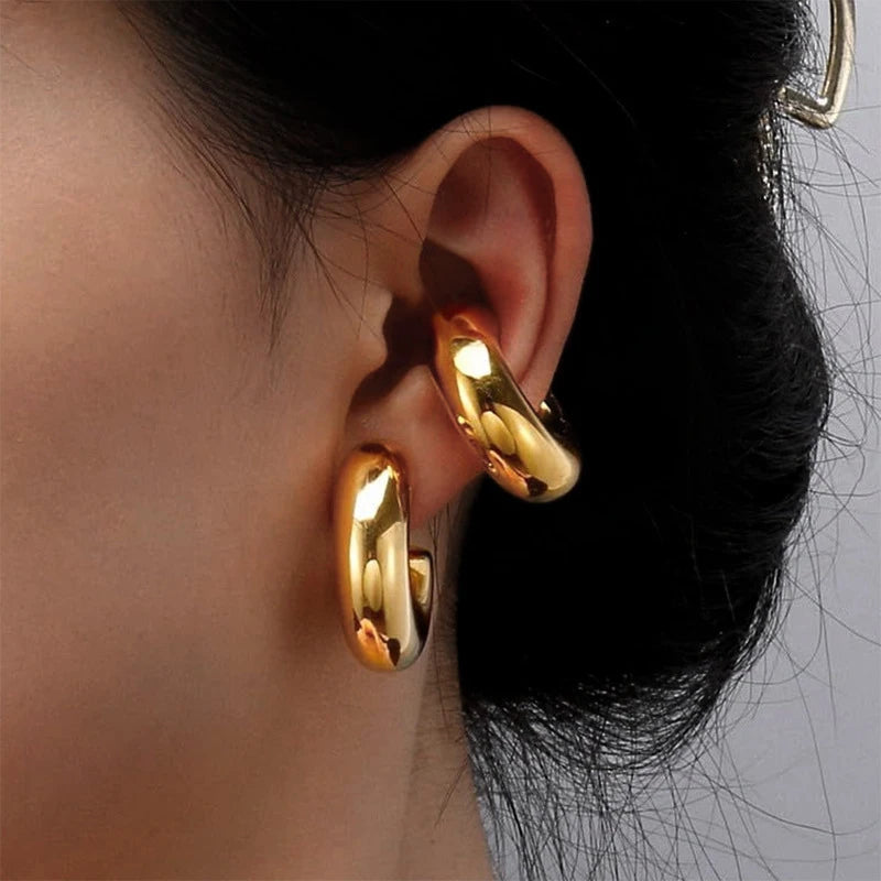 1 Pair Smooth Circle C Shape Clip Earrings For Women Lightweight