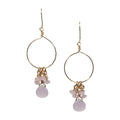 Pink Chalcedony and Jade Cluster Hoop Earrings